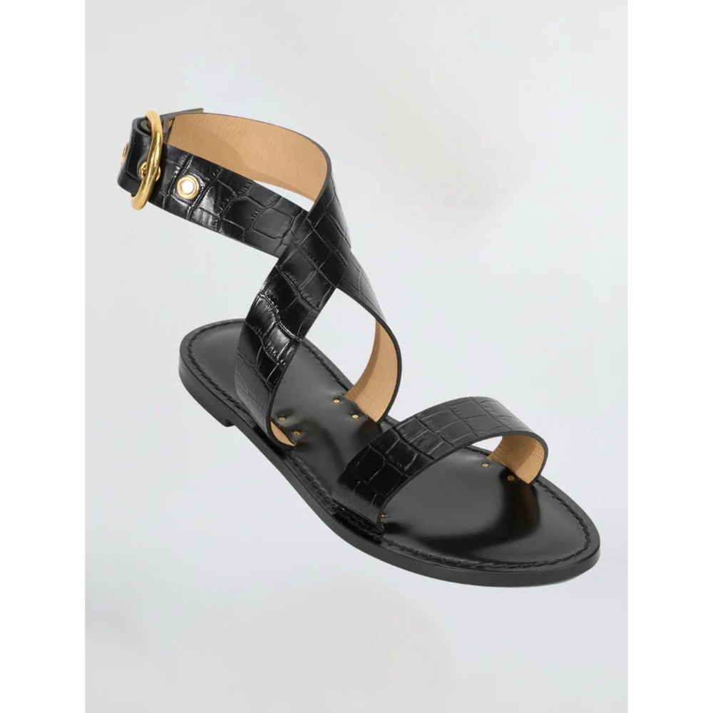 A.L.C.  Amanu The Virunga Sandal Black‎ Leather Wrap Shoe.  $395 Retail Sz 38/ 8
